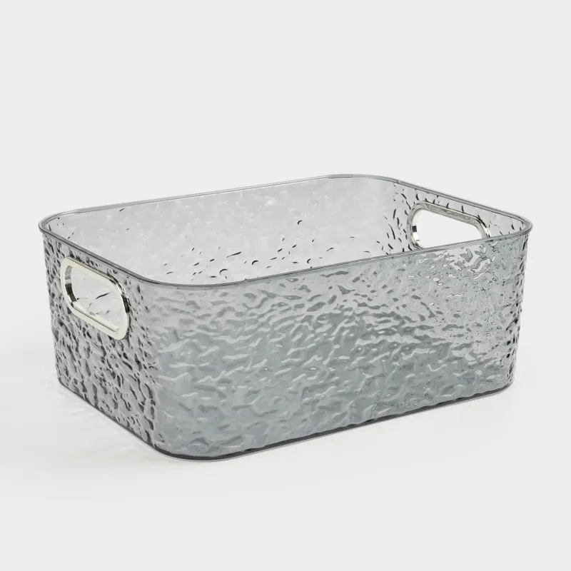 Organizer box, 27x21x10 cm, household, with handles, plastic, gray, Renaissance clear, image-1