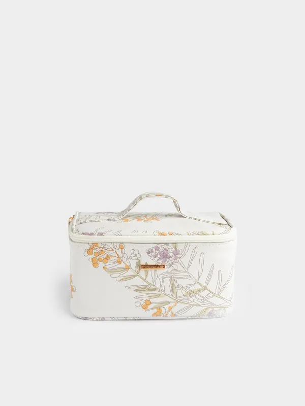 Cosmetic bag, 23x13 cm, with handle, polyurethane, white, Mimosa, Isadora, image-1