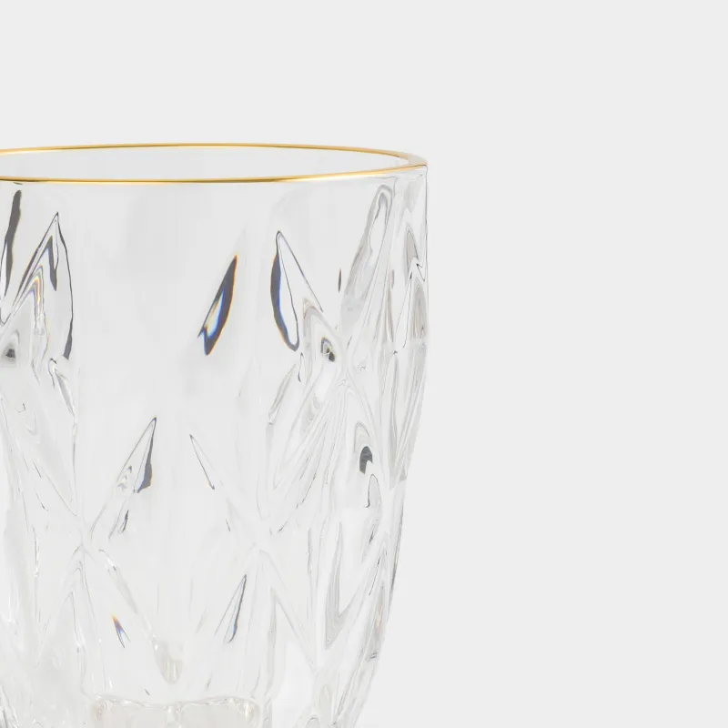 Glass, 10 cm, 270 ml, 6 pcs, glass R, with golden edging, Rhomb gold, image-7