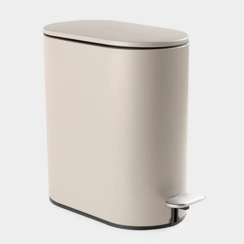 Waste container, 5 l, with pedal, steel / plastic, beige-grey, Giza