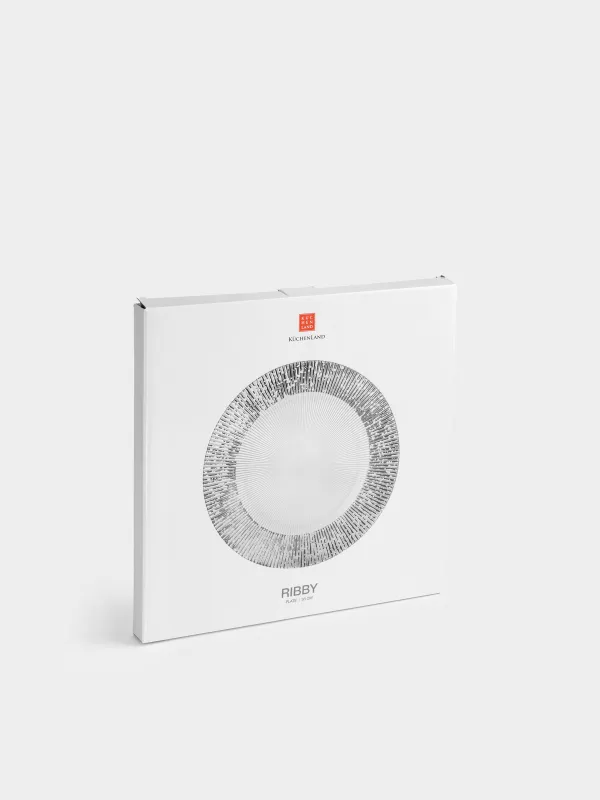 Charger plate, 33 cm, glass P, with silver glitter, Ribby, image-5