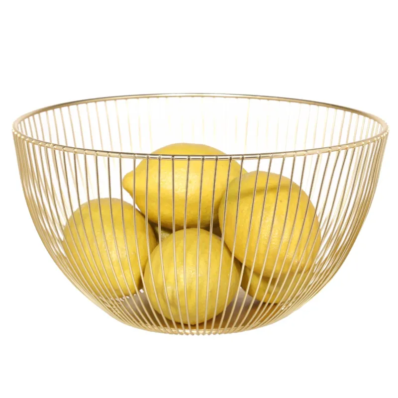 Fruit basket, 25 cm, metal, golden, Twist gold, image-1