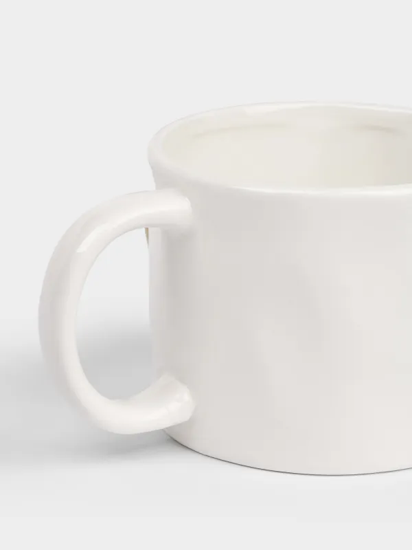 Mug, 550 ml, porcelain P, milky, Golden lizard, Paradise garden, image-1