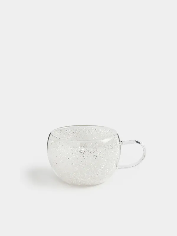 Mug, 270 ml, B glass, with silver crystals inside, Air decor, image-0
