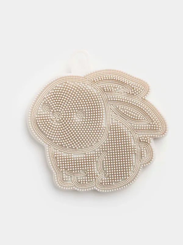 Dish washing sponge, 13 cm, Silicone, gray, Rabbit, Manny, image-0