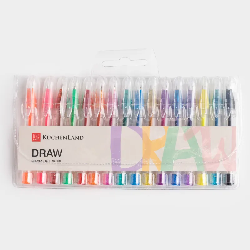 Set of gel pens, 16 pcs, plastic, colored, Little, Draw