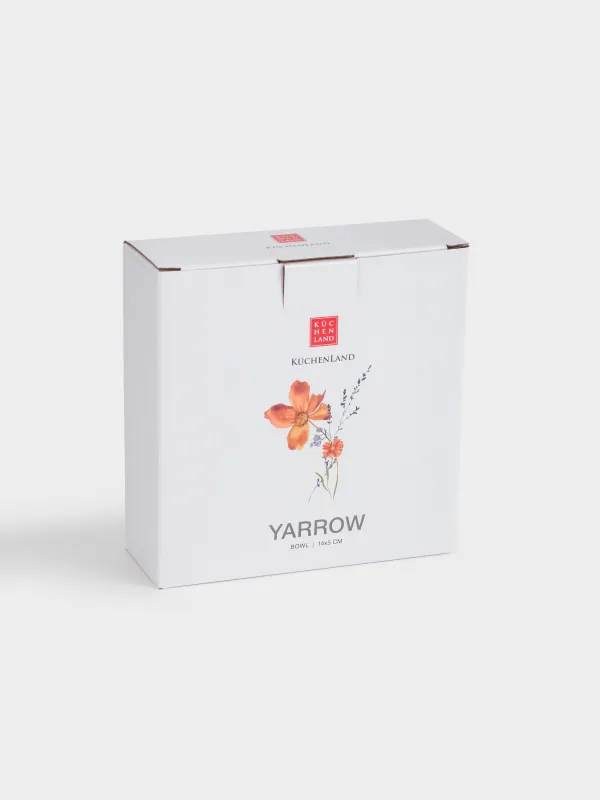 Bowl, 14x5 cm, porcelain N, white, with golden edging, Wildflowers, Yarrow, image-3