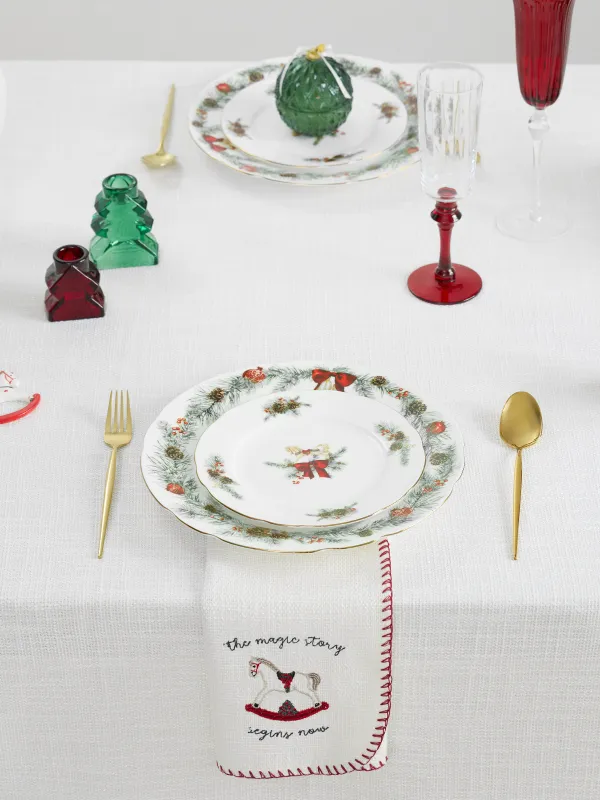 Tablecloth, 170x250 cm, with stitching, polyester, milky, Burlap, Gunny traditions, image-1