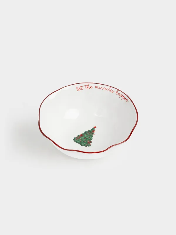 Salad bowl, 21x8 cm, 1 l, ceramic, Christmas tree with bows, Christmas tree, image-2