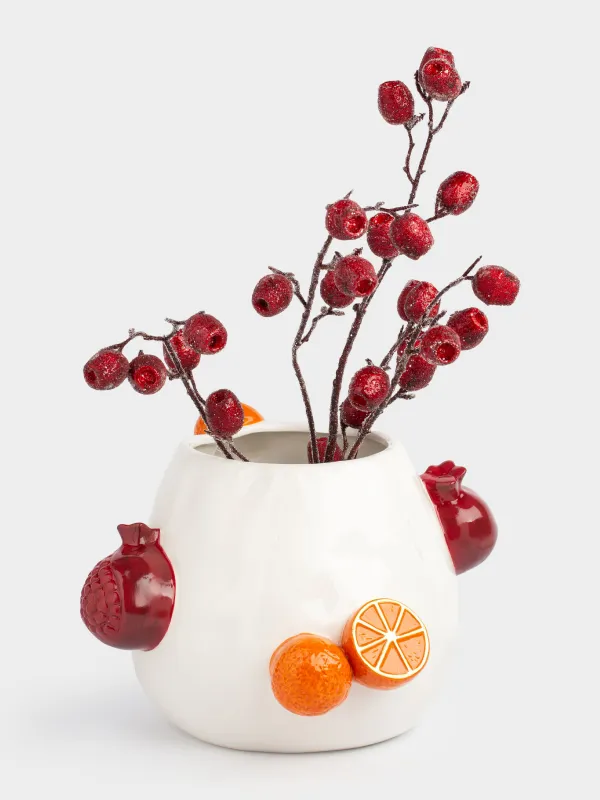 Flower vase, 19 cm, decorative, ceramic, Pomegranates and tangerines, Fruit, image-4