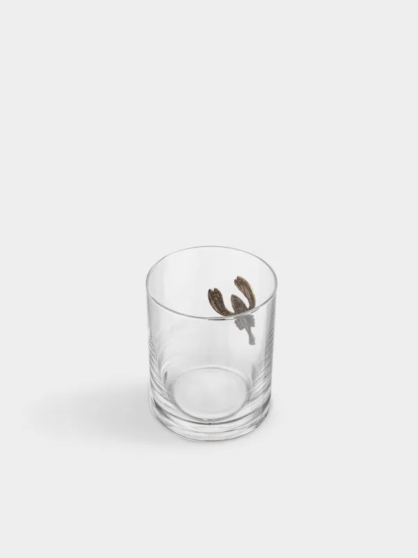 Drinking glass, 10 cm, 340 ml, glass/metal, golden, Cancer, Zodiac, image-2