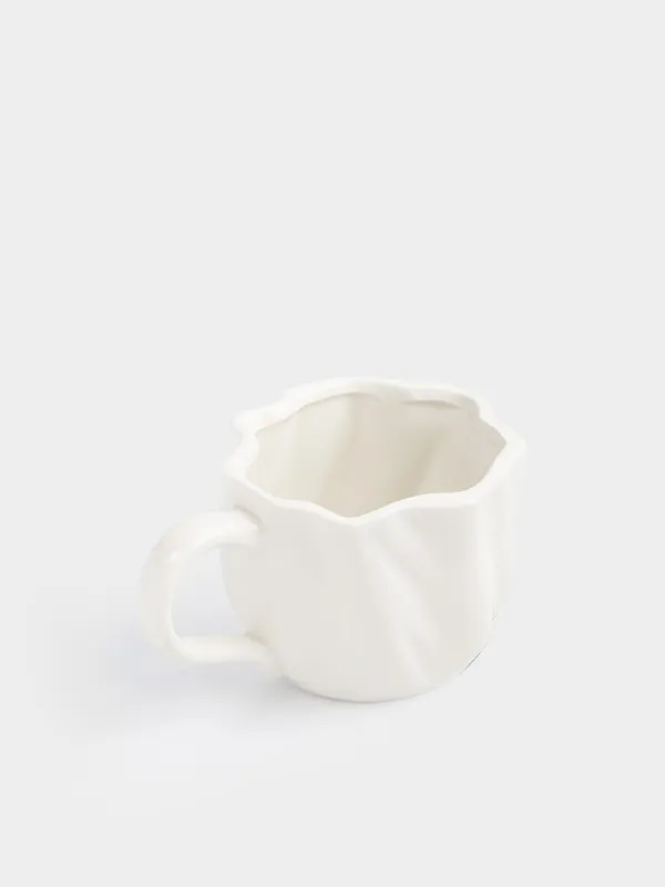 Mug, 440 ml, ceramic, milky, Wavy edge, Crumple, image-1
