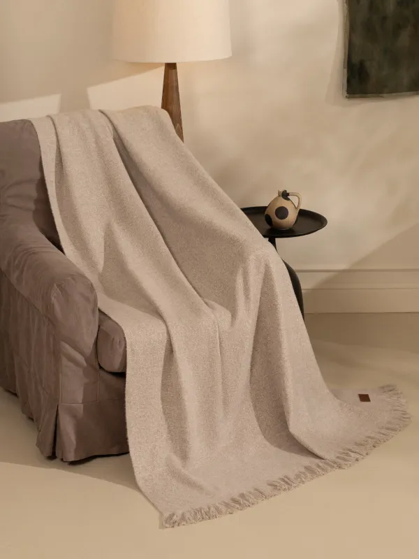 Plaid, 130x170 cm, fringed, polyester, light brown, Neutral, image-2