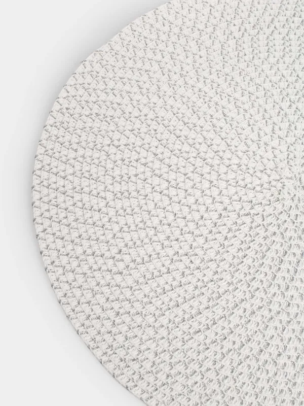 Placemat, 38 cm, cellulose / PET, round, silver-white, Straw, image-2