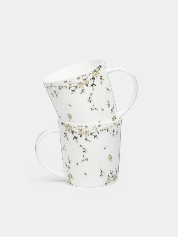 Mug, 450 ml, 2 pcs, porcelain F, white, Flowers, Florin, image-0