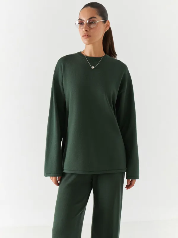 Women's sweater, home, size S, viscose / polyester / nylon, green, Evelina, image-6