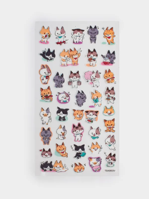 Sticker set, 17x9 cm, 38 pcs, disposable, paper, Cats, Cat, image-0