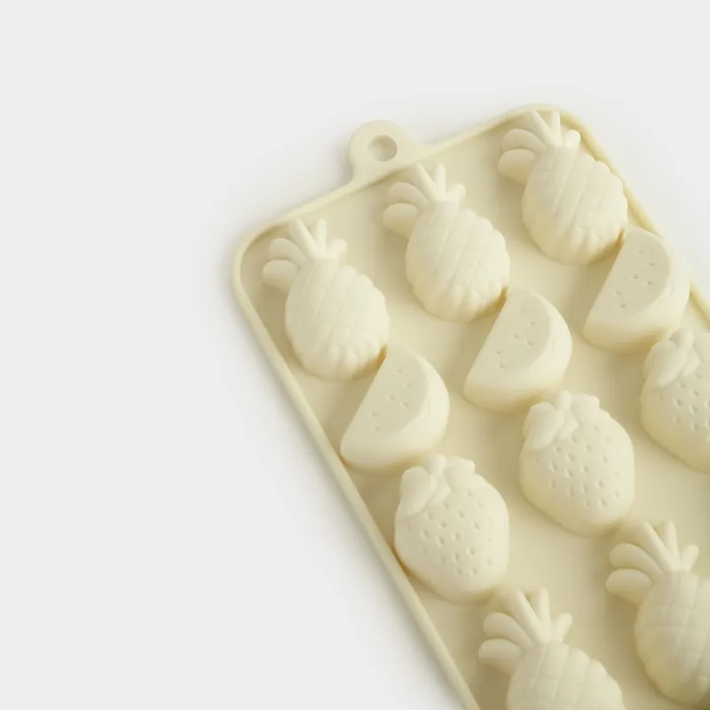 Ice and chocolate mold, 23x10 cm, 18 compartments, silicone, milky, Fruit, Bakery, image-3