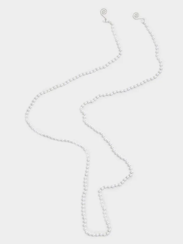 Garland-beads, 2 m, hanging, plastic / metal, white, Beads, Star balls, image-1