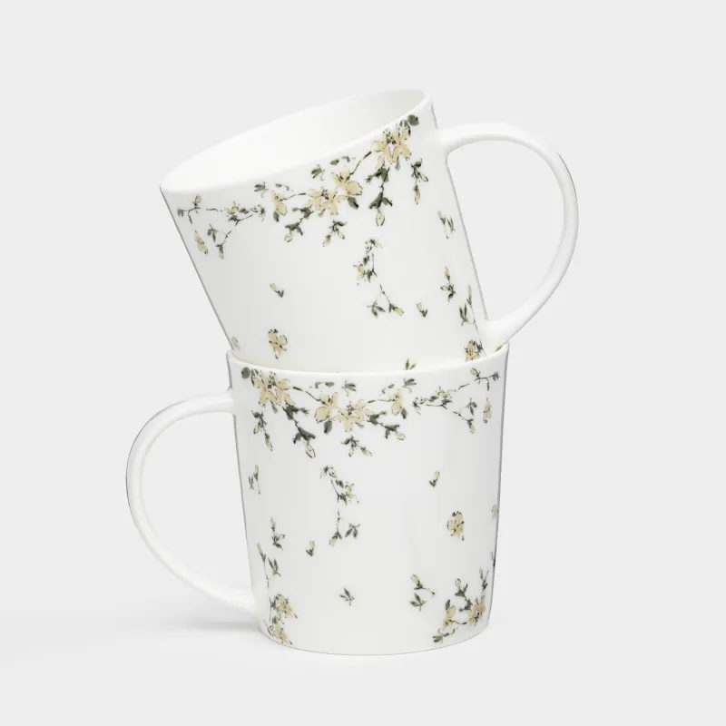 Mug, 450 ml, 2 pcs, porcelain F, white, Flowers, Florin
