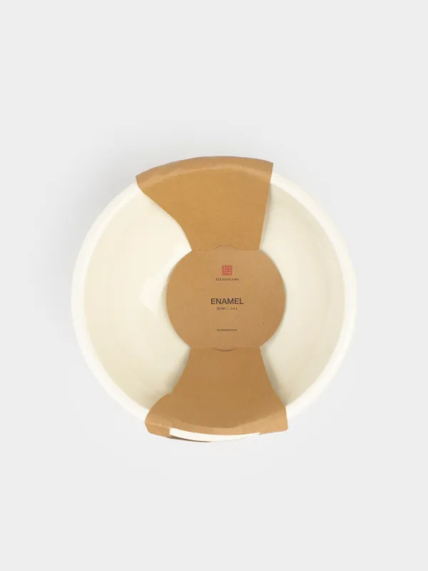 Bowl, 2.4 l, enameled metal, milky, with golden edging, House, Enamel, image-4