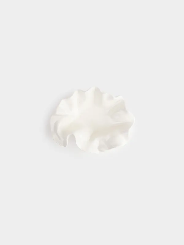 Decorative dish, 19x6 cm, ceramic, milky, Crumpled effect, Crumple, image-2
