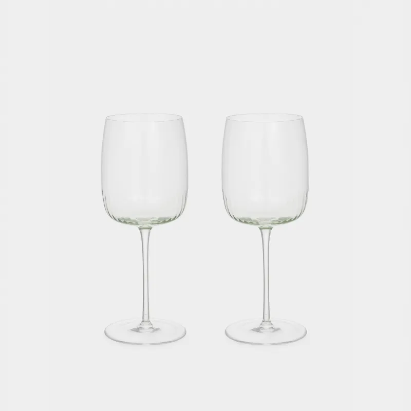 Wine glass, 400 ml, 2 pcs, crystal glass, green, Rofrano