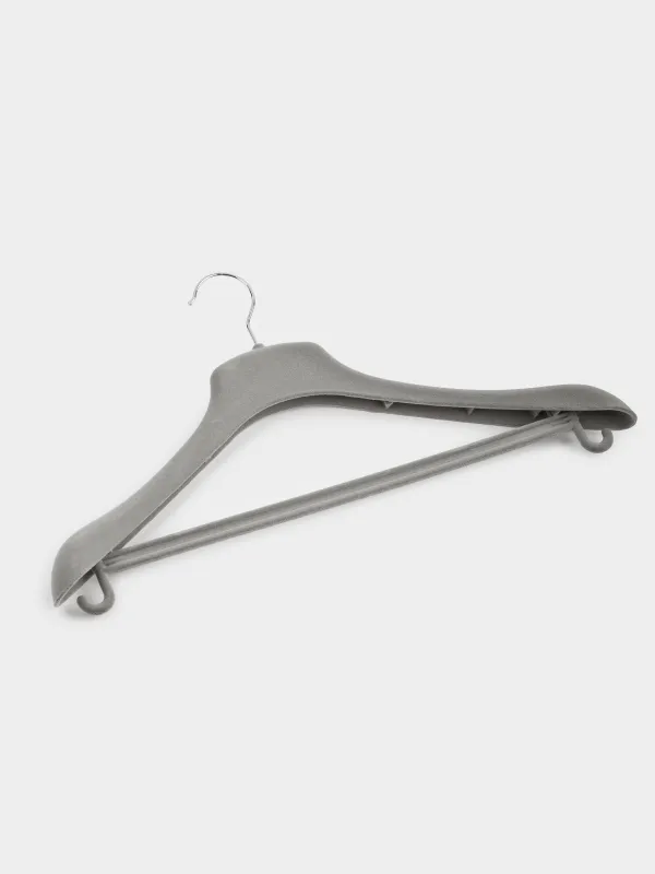 Coat hanger, 46 cm, for jackets and outerwear, flock, grey, Household, image-1