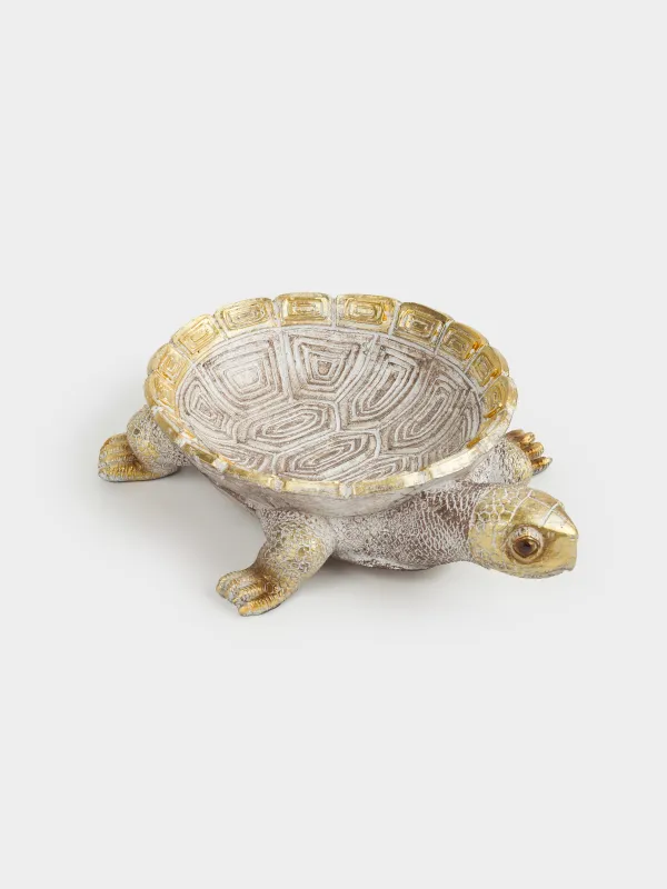 Decorative dish, 23x17x6 cm, polyresin, golden-silver, Turtle, Grand turtle, image-1
