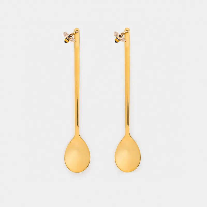 Dessert spoon, 14 cm, 2 pcs, steel, golden, Bee, Honey