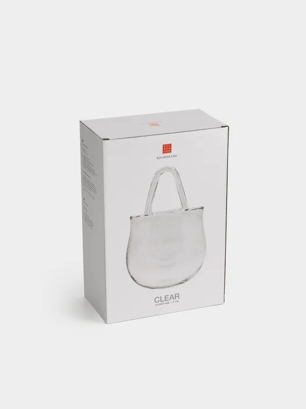 Flower vase, 31 cm, decorative, with handle, Glass, Bag, Clear, image-5