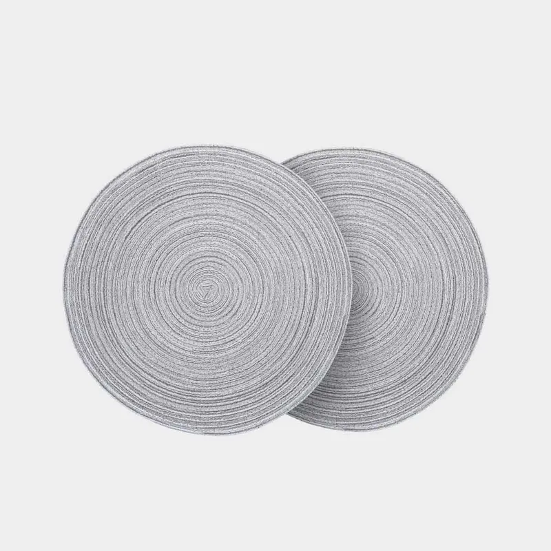Placemat, 38 cm, 2 pcs, polyester, round, gray, Rotary