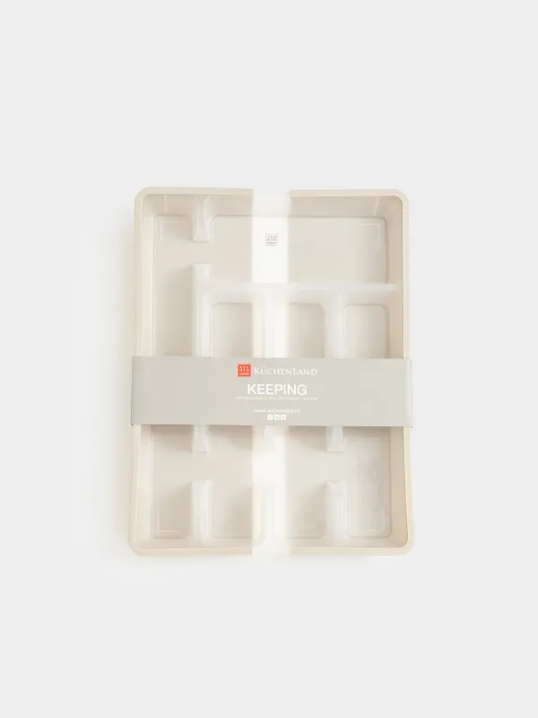 Cutlery tray, 37x27 cm, 7 units, sliding, plastic, white-gray, Keeping, image-10