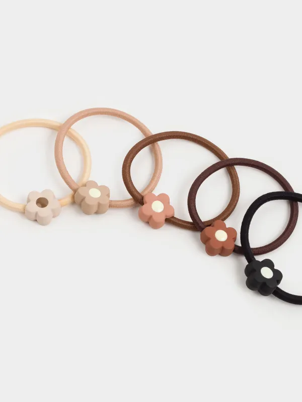 Elastic band for hair, 4 cm, 5 pcs, Polyester / plastic, mix, Flower, Gracile, image-3