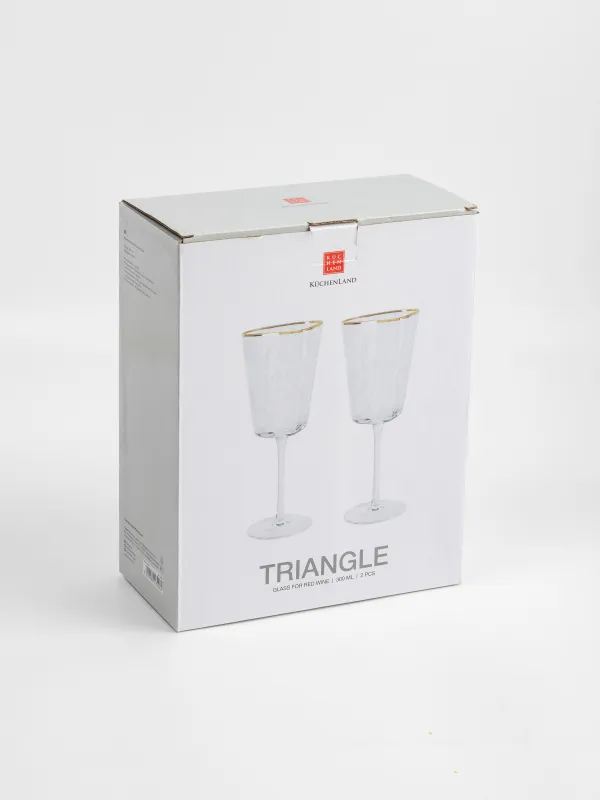 Drinking glass, 300 ml, 2 pcs, glass, with golden edging, Triangle Gold, image-5