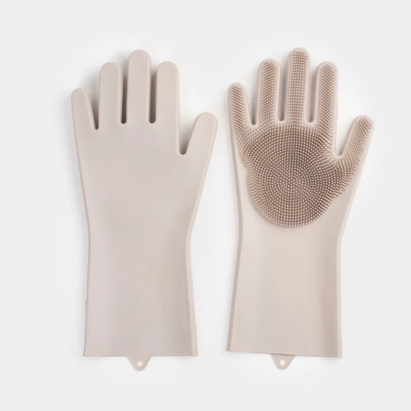 Cleaning glove, 2 pcs, silicone, gray-beige, Clean, image-1