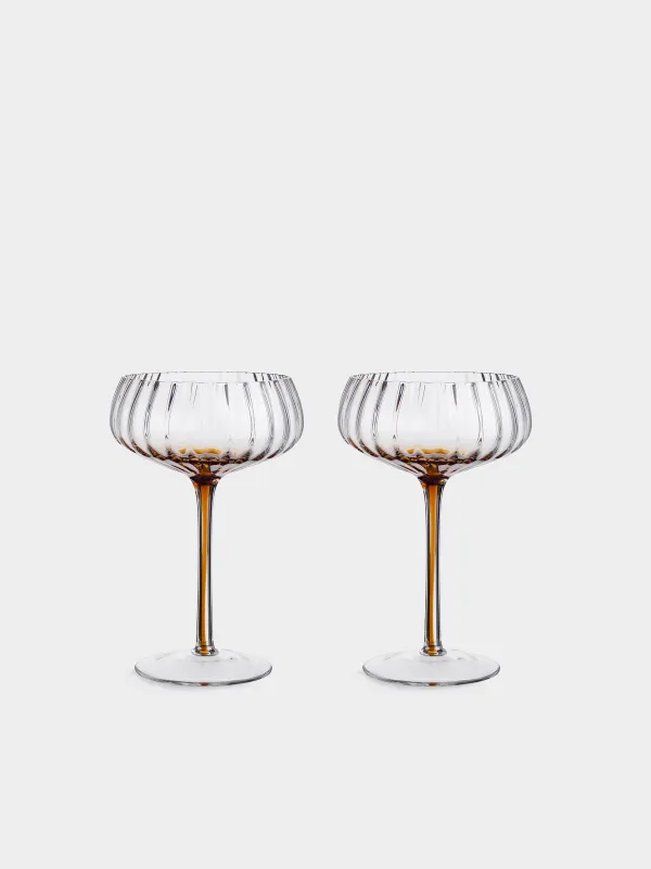 Drinking glass, 260 ml, 2 pcs, glass, brown gradient, Felino, image-0