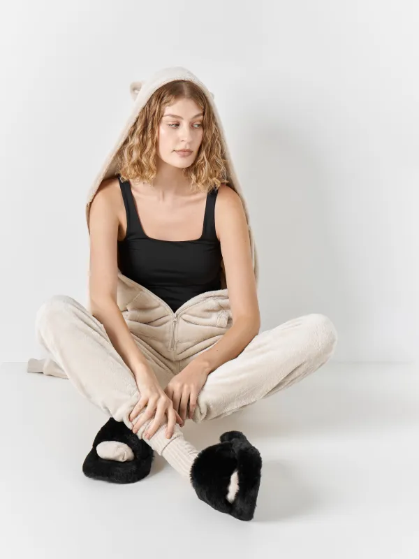 Women's jumpsuit, homewear, size S, with a hood, fleece, grey, Cat, Annie, image-6