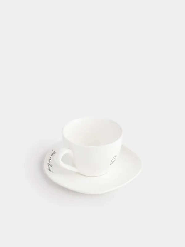Tea pair, 1 person, 2 items, 200 ml, porcelain P, belaya, Dom, Amour, image-1