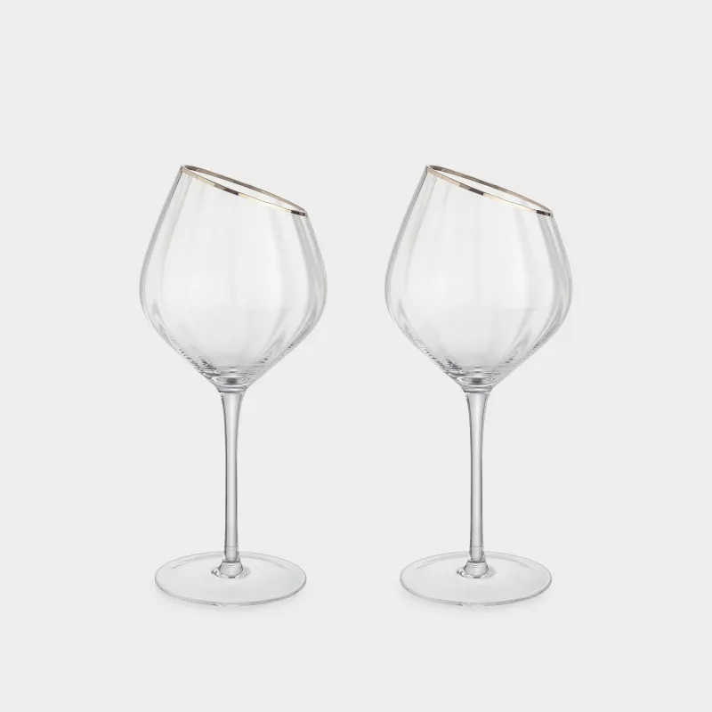 Drinking glass, 560 ml, 2 pcs, glass, with golden edging, Charm R gold