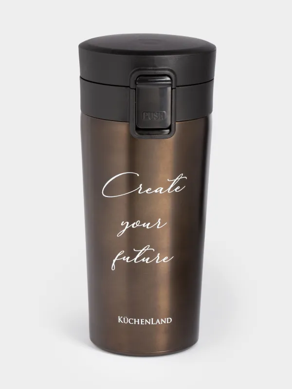 Thermo mug, 380 ml, steel / plastic, graphite, matte, Create your future, Voyage, image-0