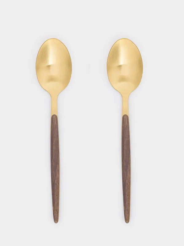 Tea spoon, 2 pcs, steel / plastic, golden, matte, Oslo gold, image-1