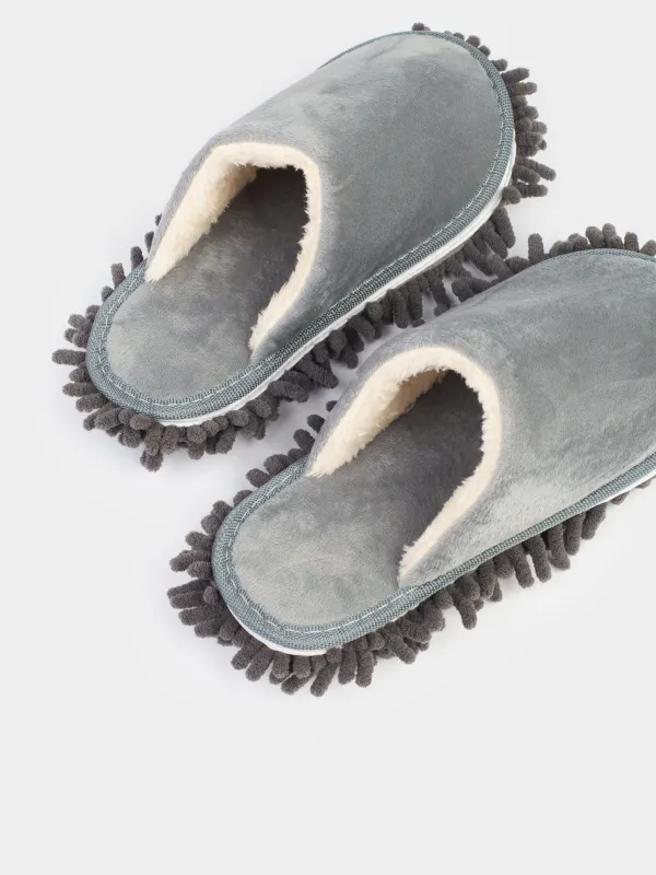 Polisher slippers, 28 cm, with removable sole, microfiber, grey, Clean, image-5