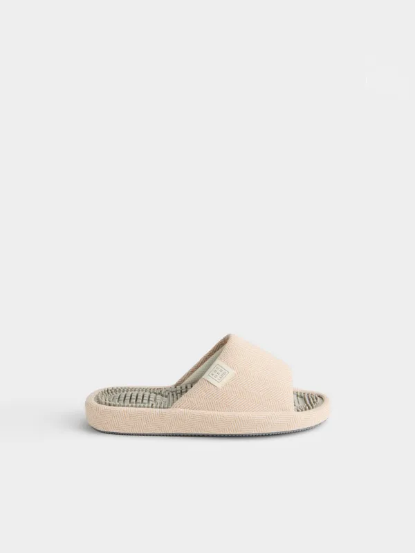 Women's slippers, home, p. 36-37, polyester / rubber, beige, Lint, image-0
