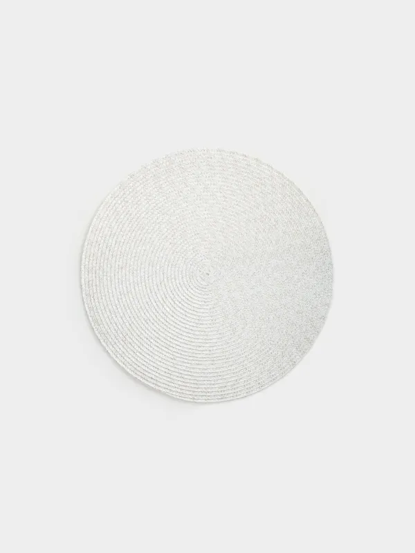 Placemat, 38 cm, polyester, round, milky, Ring mix, image-0