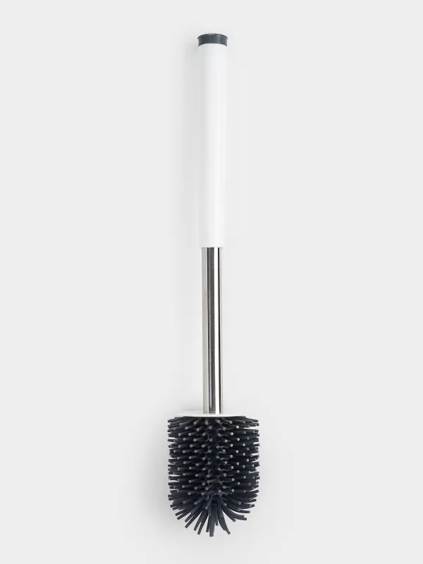 Toilet brush, 45 cm, with stand/drain container, rubber / plastic, grey-white, Click, image-2