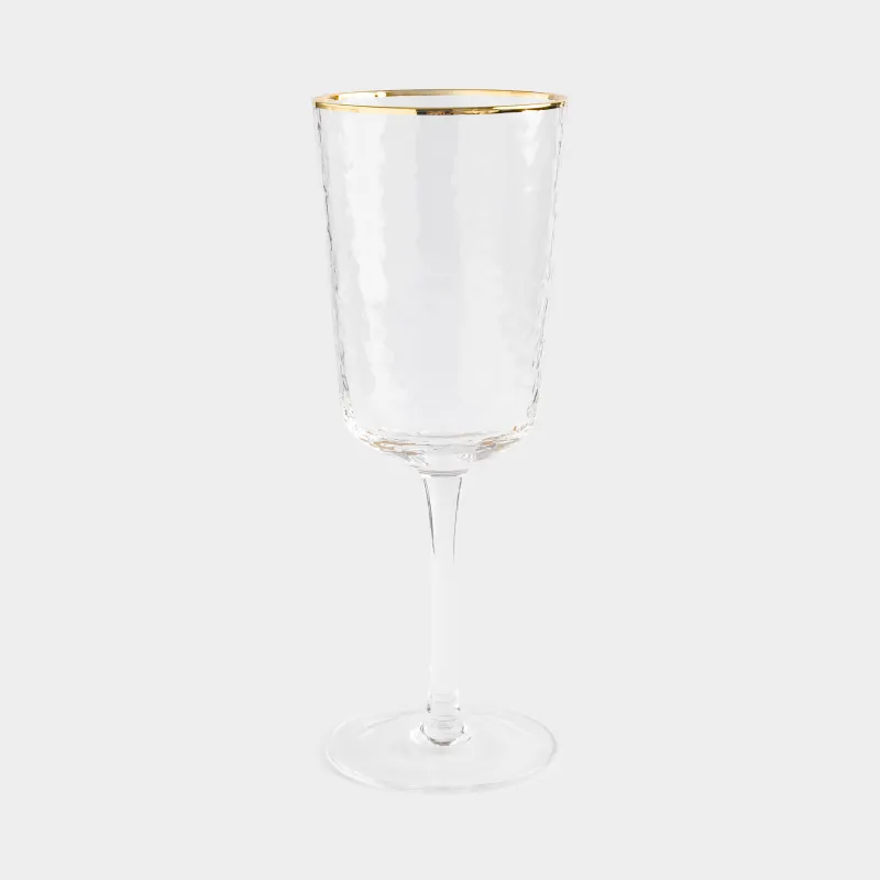 Drinking glass, 350 ml, 2 pcs, glass, with golden edging, Ripply gold, image-1