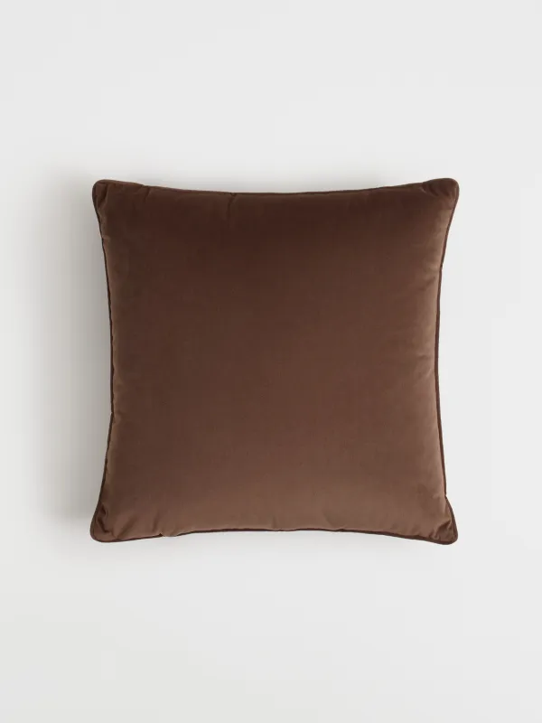 Decorative pillow, 45x45 cm, velvet / beads, brown, Horse, Horse, image-1