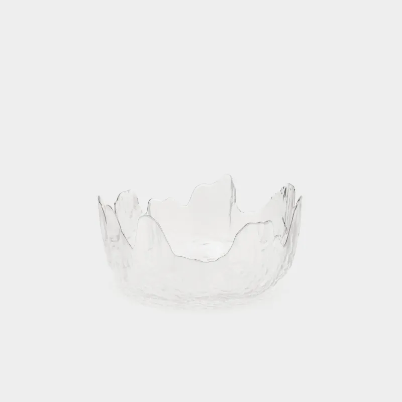 Salad bowl, 20x9 cm, 1,1 l, glass, with silver edging, Nautilus silver