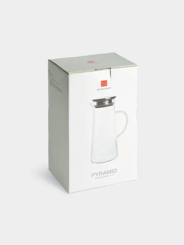 Jug, 1,5 l, with filter cap, glass B / steel, Pyramid, image-6